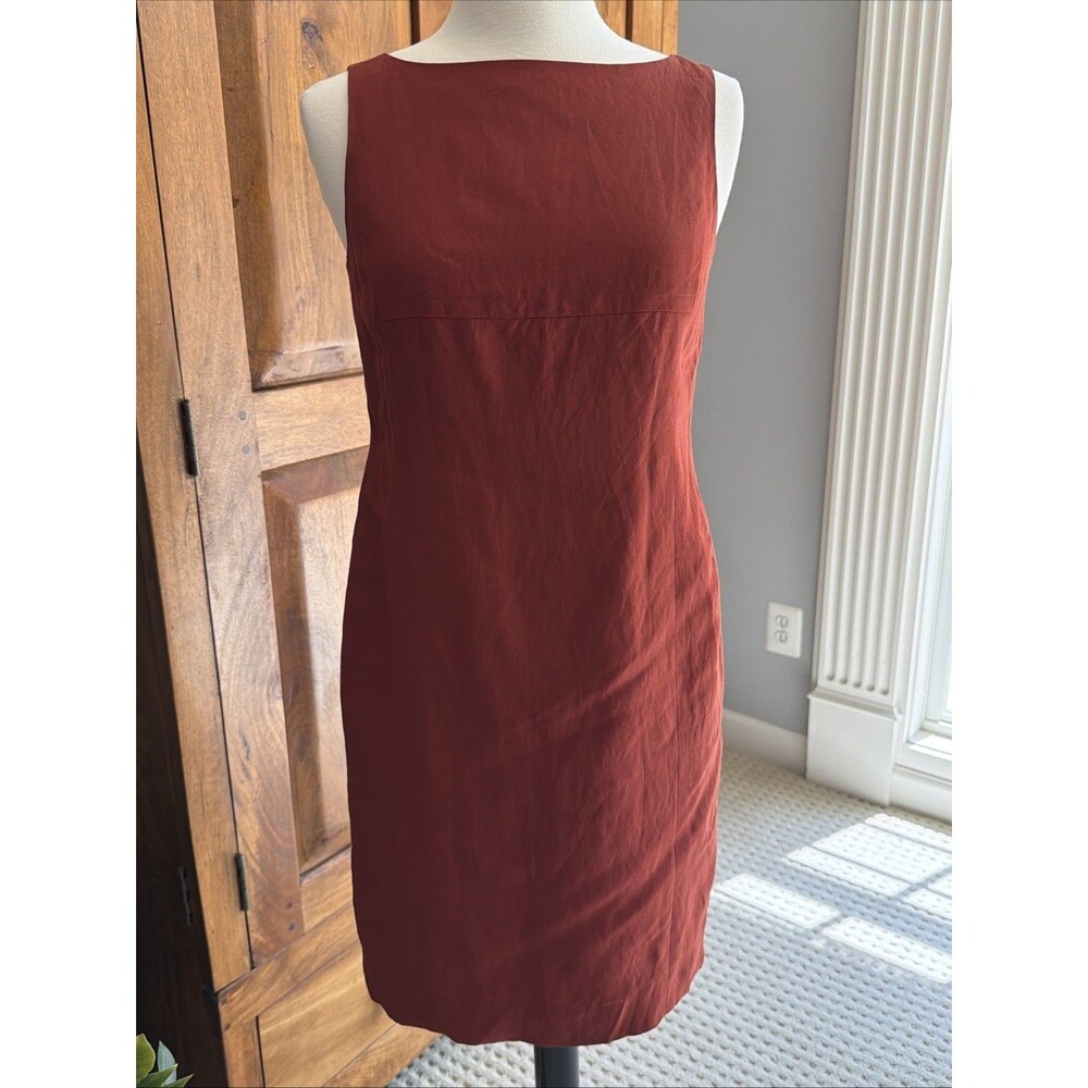 Episode Linen Blend Rust Color Shift Dress Women’s Size 2